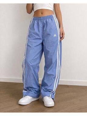 adidas Light Blue Track Pants with White Stripes